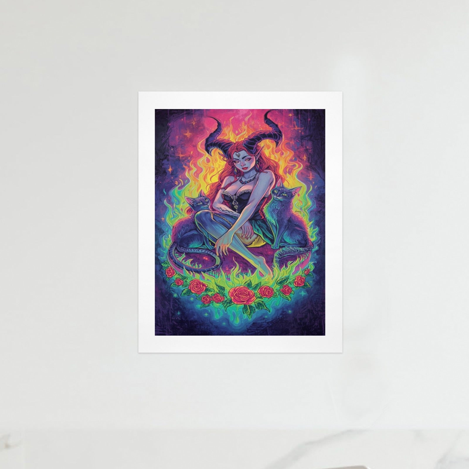 Dark Fantasy Dragon Witch Goddess Art Print Decor 3