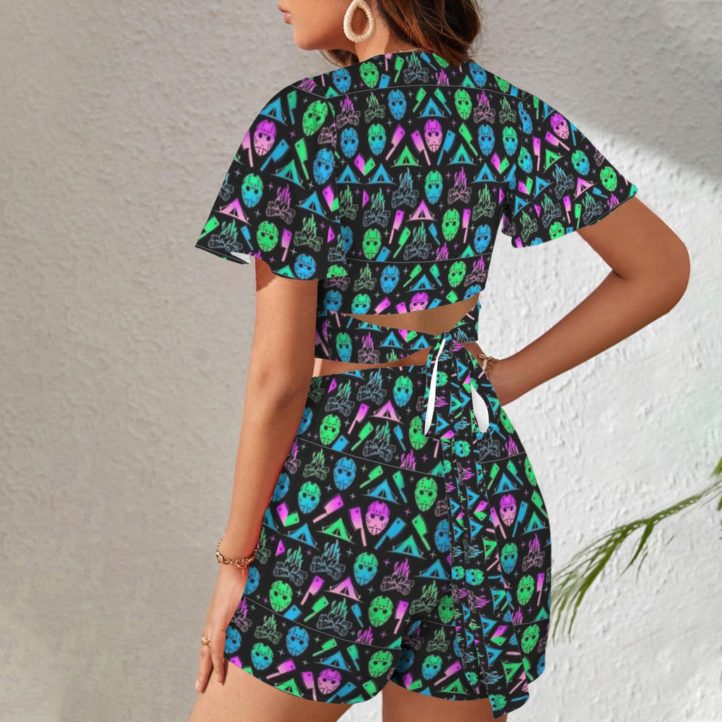 Jason Horror Print 2 Peice Shorts Outfit Set
