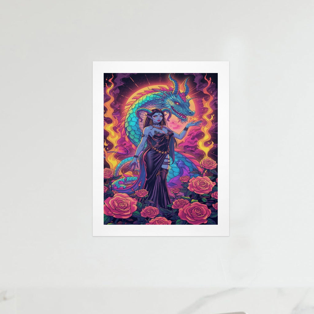 Dark Fantasy Dragon Witch Goddess Art Print Decor 7