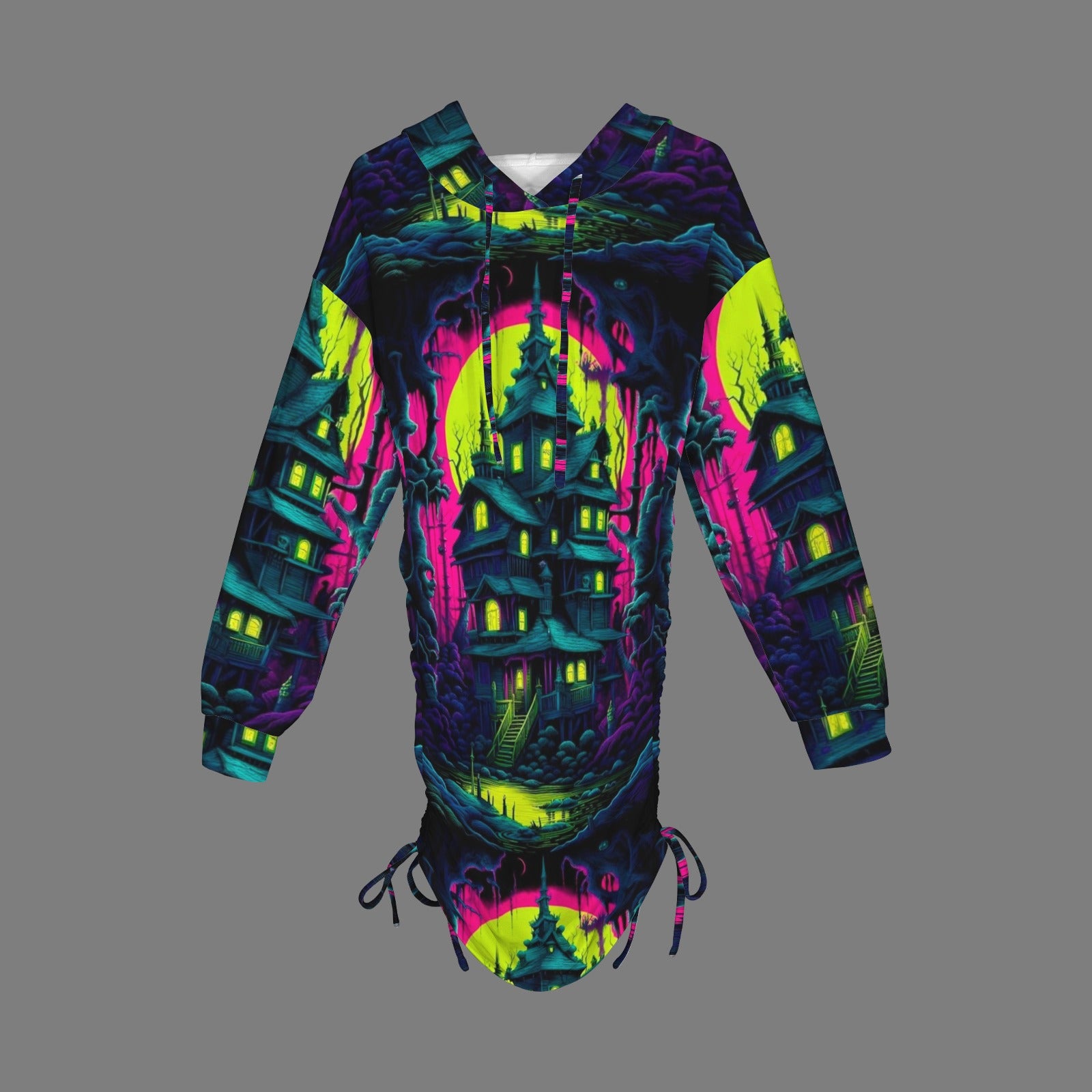 Neon Castle Goddess Gothic Style Hoodie Dress