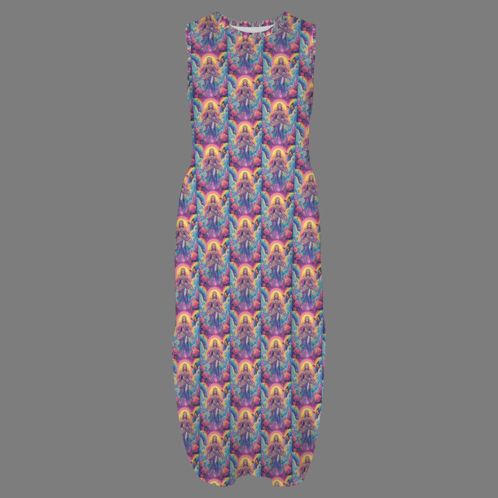 round neck gothic goddess maxi dress 10