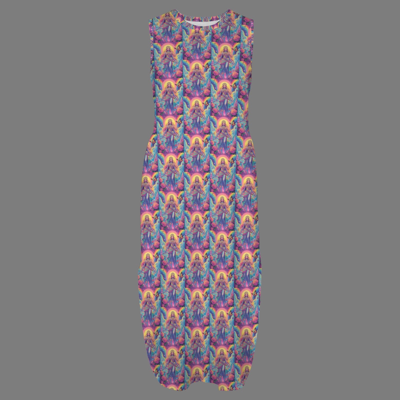 round neck gothic goddess maxi dress 10