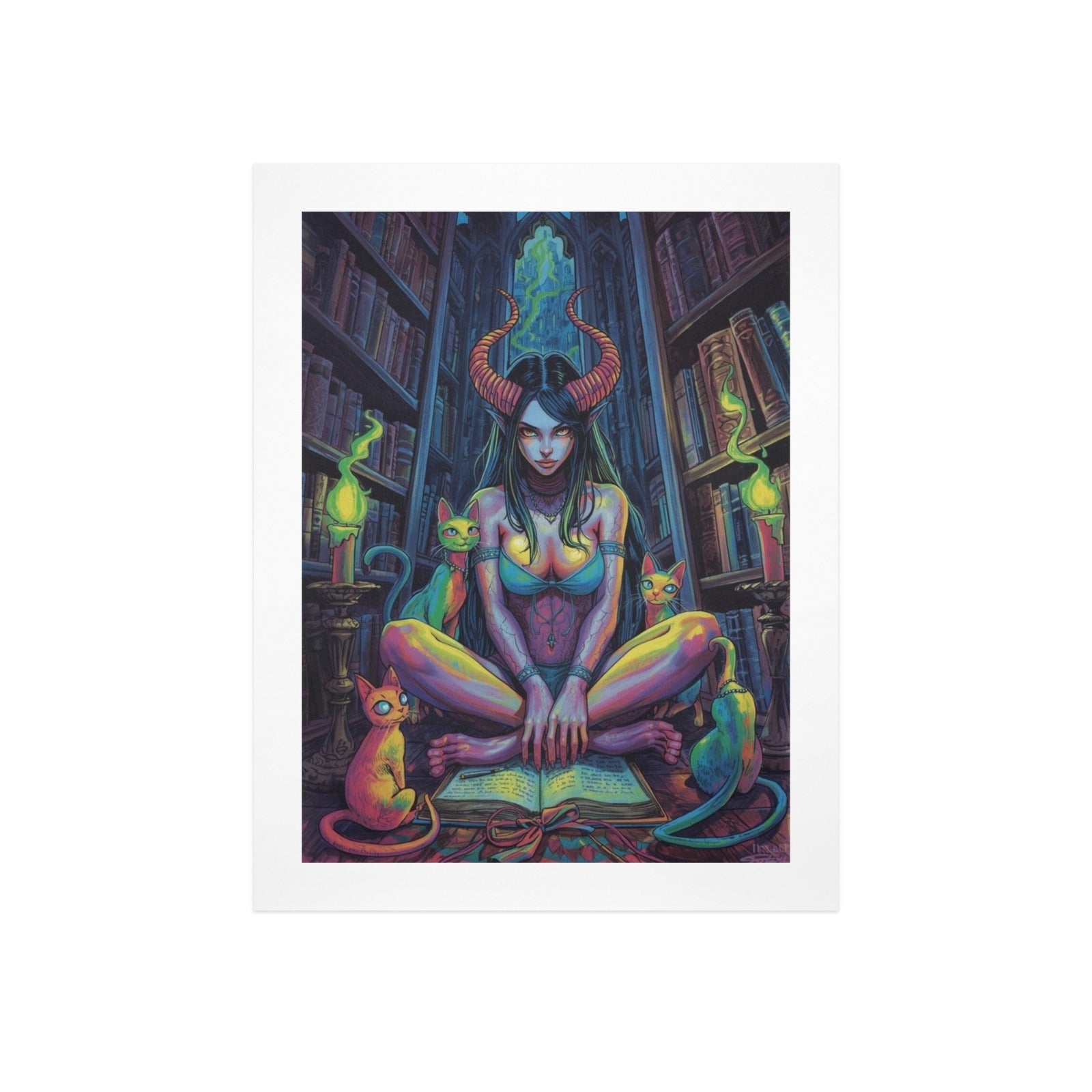 Dark Fantasy Witch Library Art Print 2