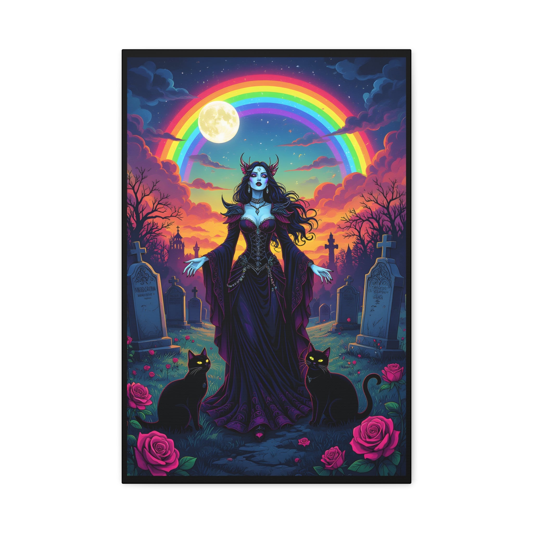 Gothic Witch Goddess Rainbow Night Matte Canvas