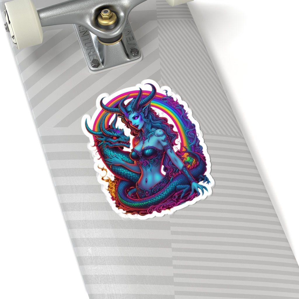 Gothic Stickers, Witchy Occult Rainbow Goddess Lilith Decal, Laptop Accessories, Magical Journal Decoration, Unique Art Supplies, Boho Phone