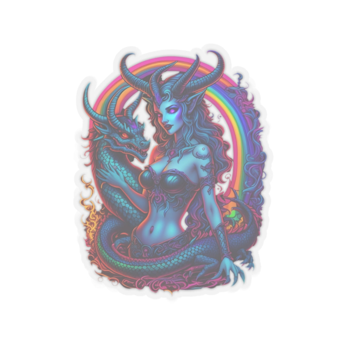 Gothic Stickers, Witchy Occult Rainbow Goddess Lilith Decal, Laptop Accessories, Magical Journal Decoration, Unique Art Supplies, Boho Phone