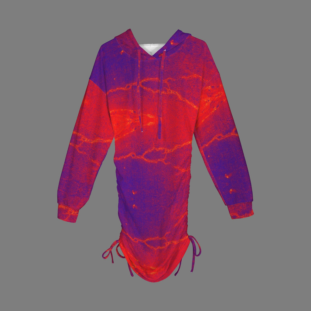 Trippu Red and Purple Saturated  Gothic Style Hoodie Dress