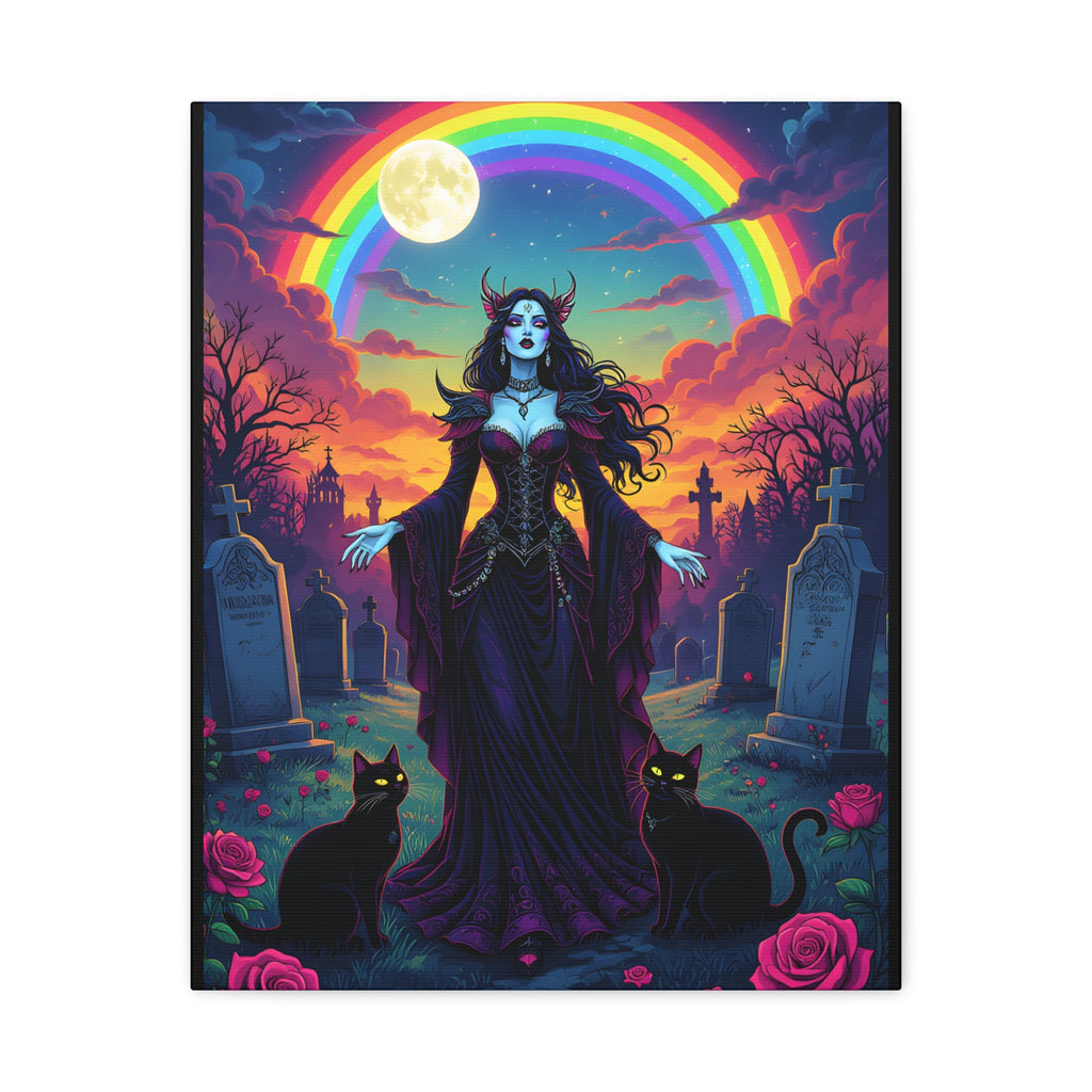Gothic Witch Goddess Rainbow Night Matte Canvas