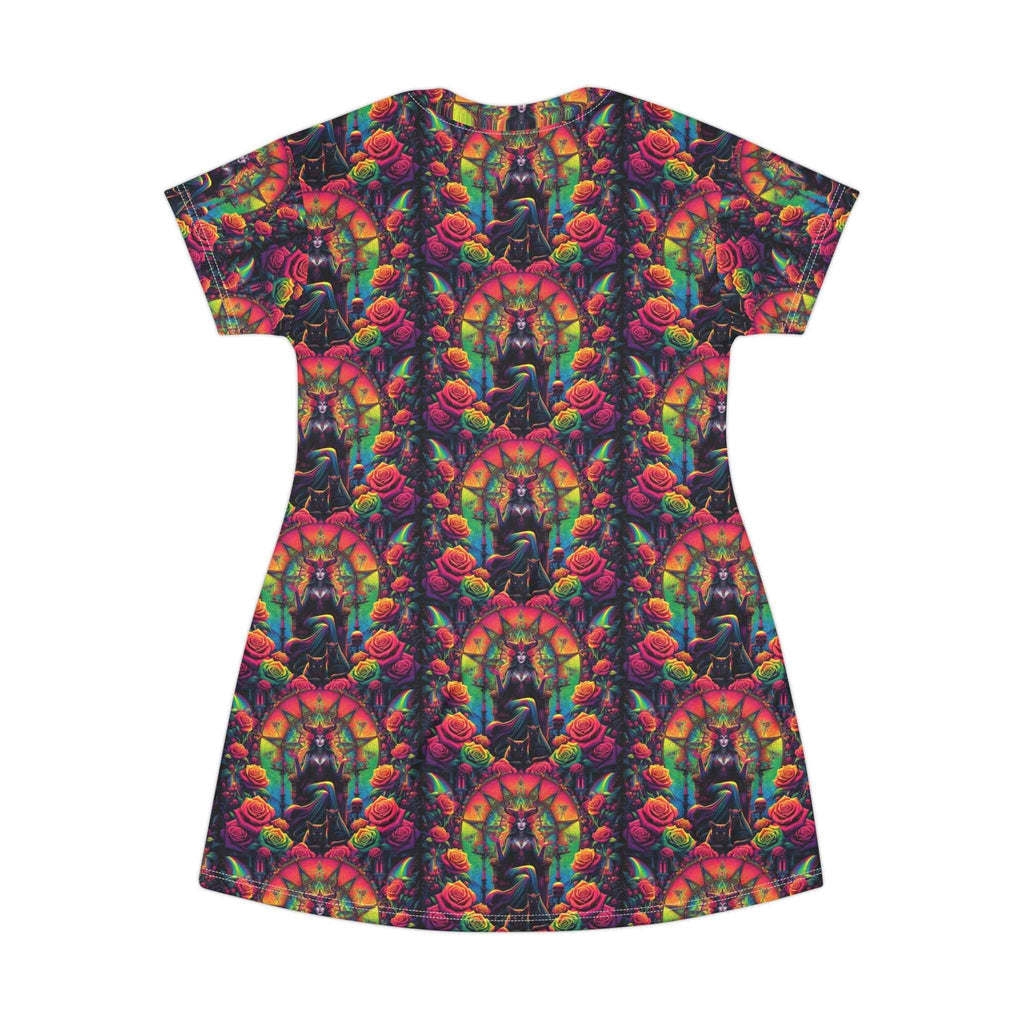 Trippy Gothic Witch Goddess Throne T-Shirt Dress
