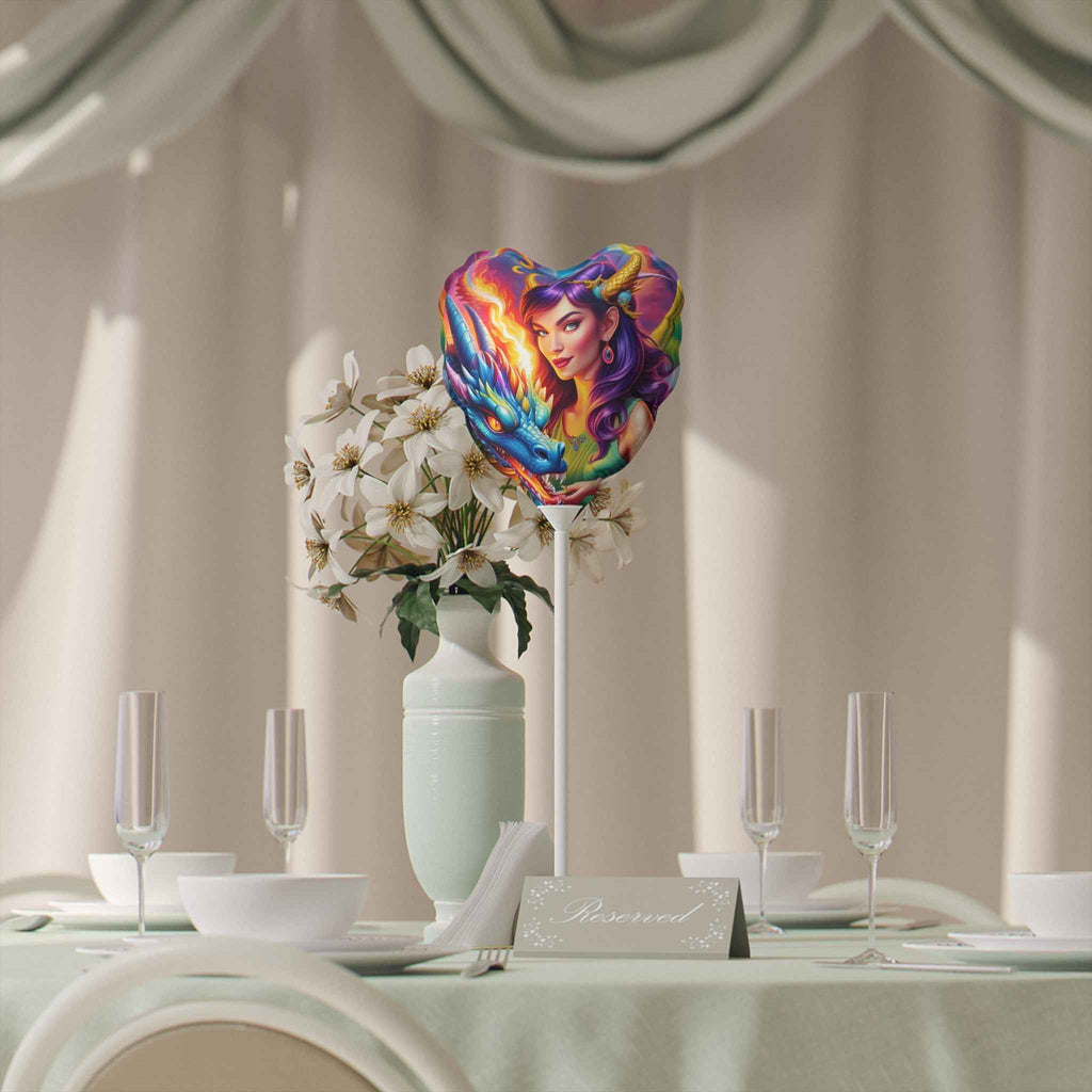 6" Heart Balloon — Fantasy Dragon & Sorceress Foil Balloon