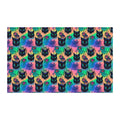 Faux Linen Fabric by the Yard — Neon Watercolor Black Cat Pattern