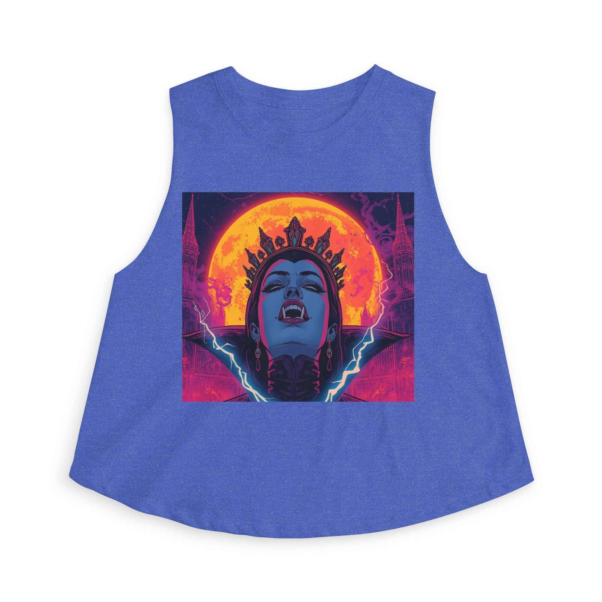 Vampire Queen Neon Gothic Moon Crop Top — Vampire Graphic Women's Crop Top