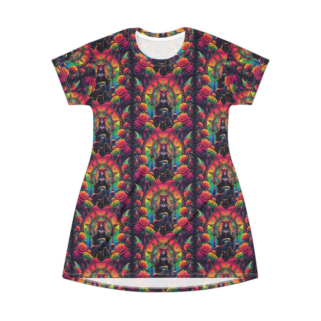Trippy Gothic Witch Goddess Throne T-Shirt Dress