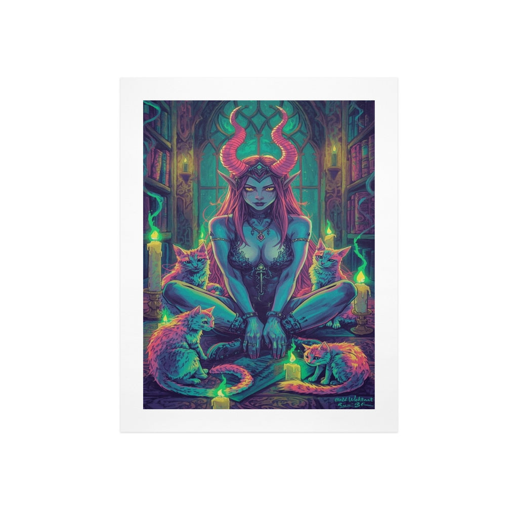 Dark Fantasy Witch Library Art Print 2
