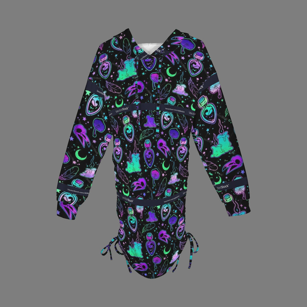 Rainbow Crow Sull Gothic Style Hoodie Dress