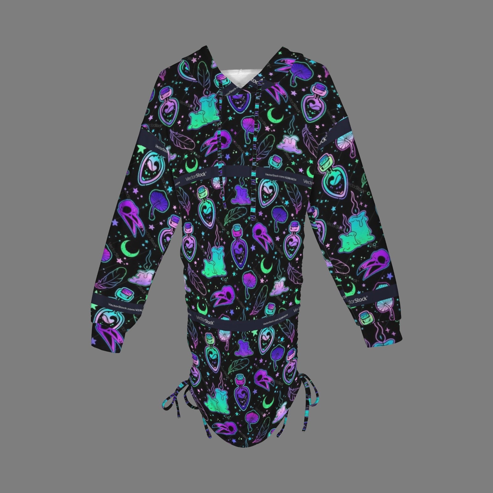 Rainbow Crow Sull Gothic Style Hoodie Dress