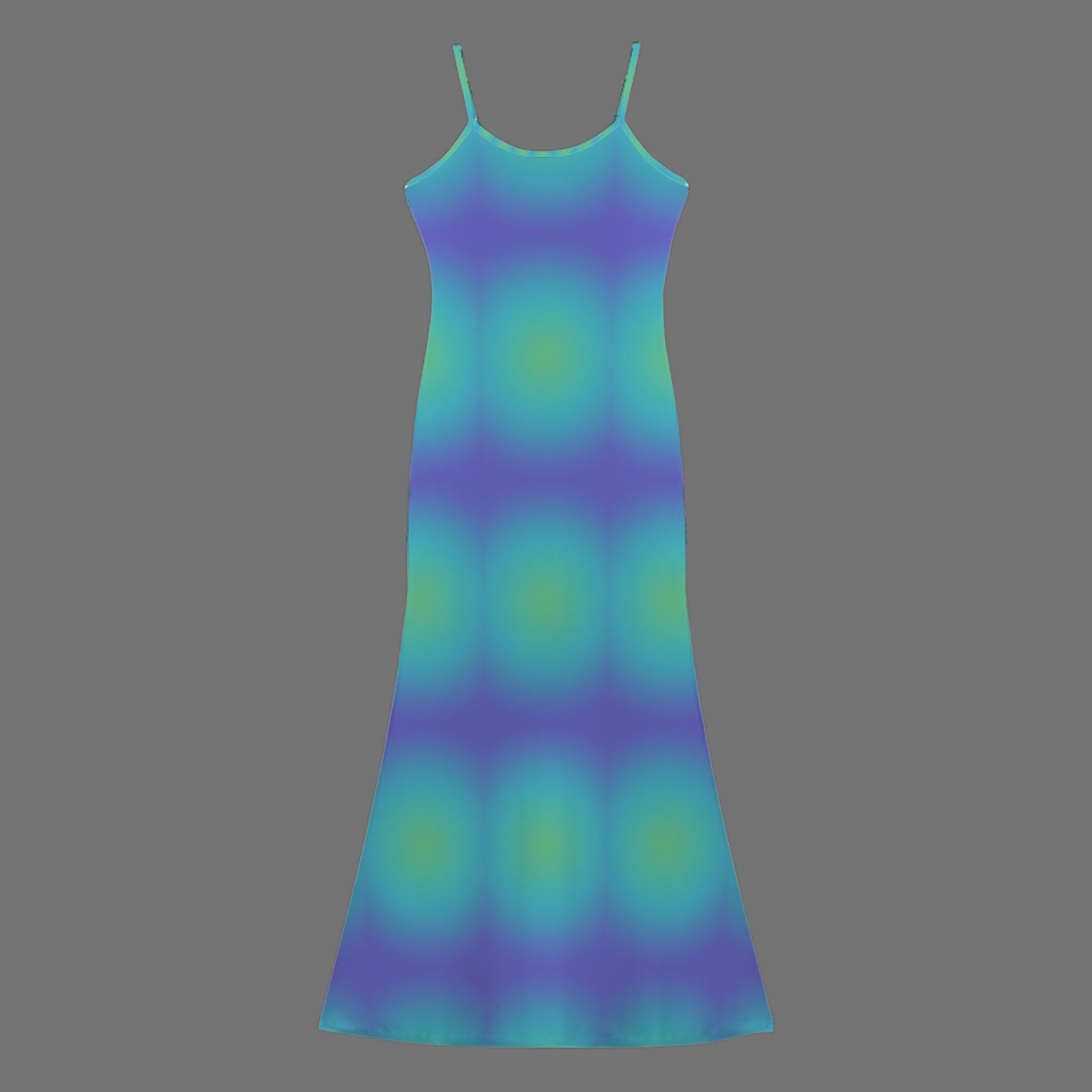 Colorful Trippy neon gradient print long sleevless slip maxi dress