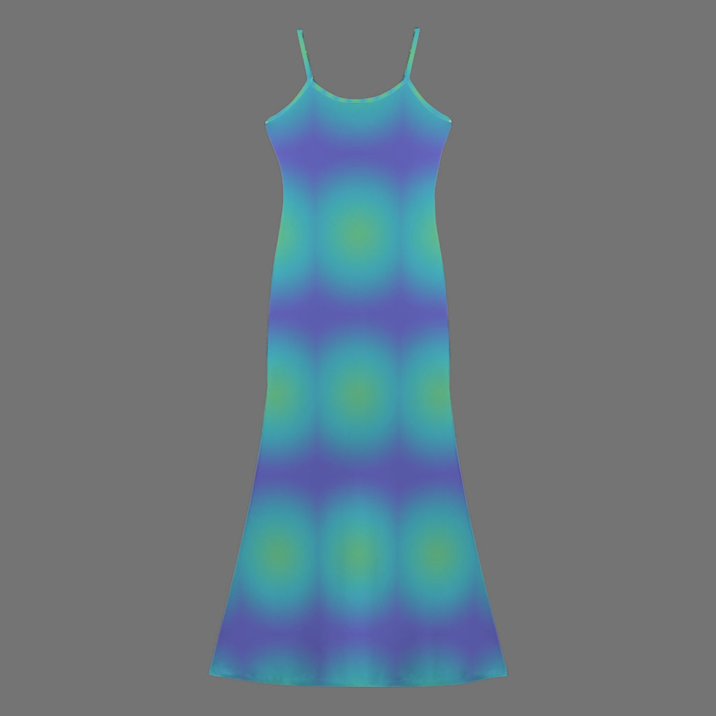 Colorful Trippy neon gradient print long sleevless slip maxi dress