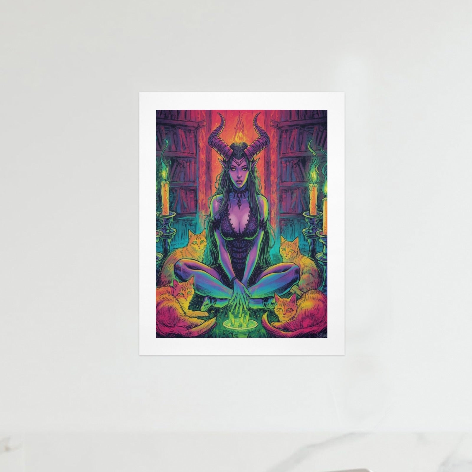 Dark Fantasy Witch Library Art Print 10