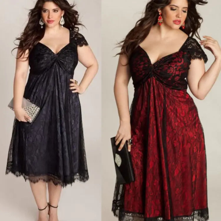 Plus Size Gothic Lace Dress for Women - Night Bloom Digital Empire Studios