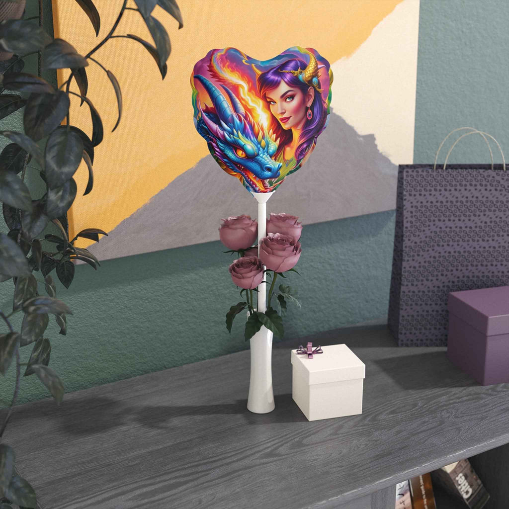 6" Heart Balloon — Fantasy Dragon & Sorceress Foil Balloon