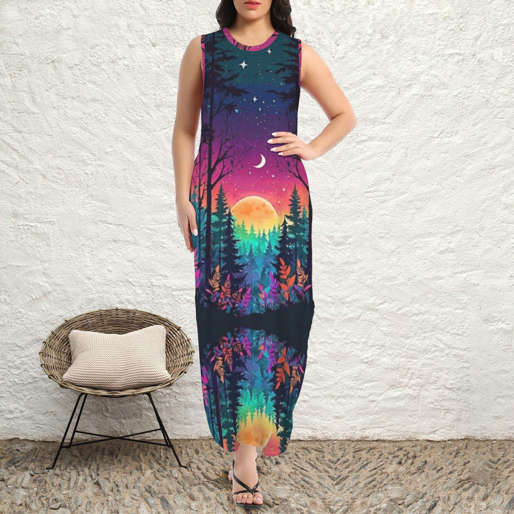 round neck gothic goddess maxi dress 7