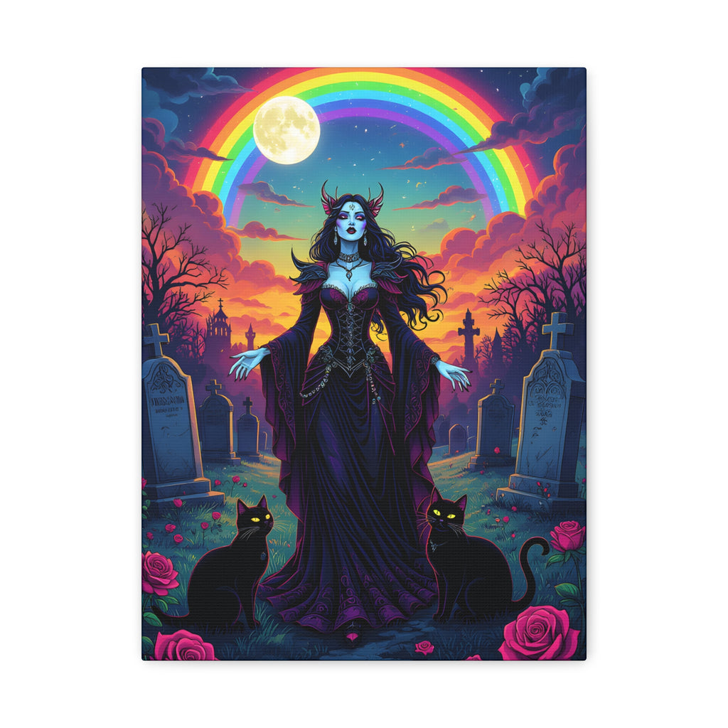 Gothic Witch Goddess Rainbow Night Matte Canvas