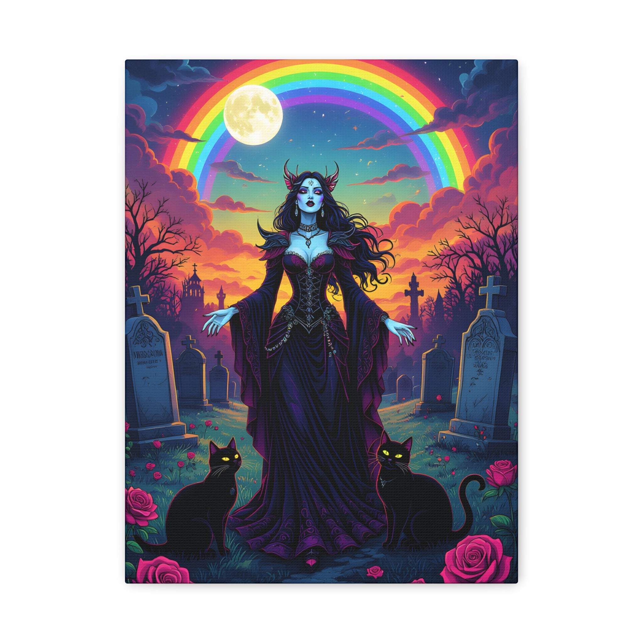 Gothic Witch Goddess Rainbow Night Matte Canvas