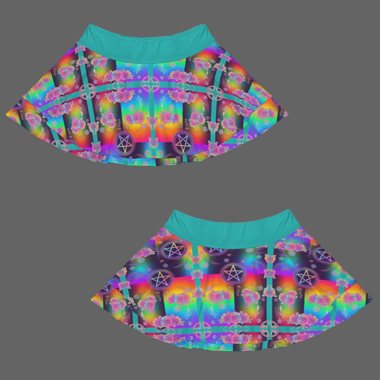 Gothic Rainbow pentagram Fashion port Skort