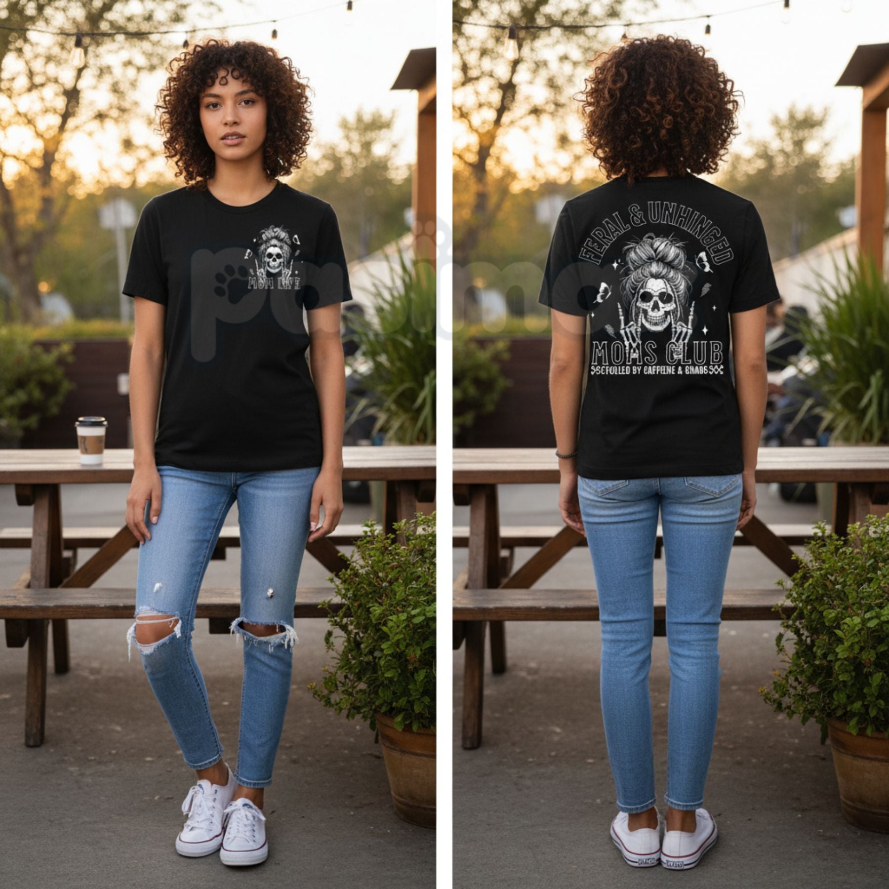 Vintage Skeleton Coffee Mom T-Shirt - Feral and Unhinged Moms Club Grunge Tee, Premium 100% Cotton Gothic Motherhood Shirt, Retro Spooky Aesthetic Mom Gift, Coffee-Obsessed Skeleton Graphic Top, Comfortable Lived-In Mama Streetwear - Night Bloom Digital Empire Studios