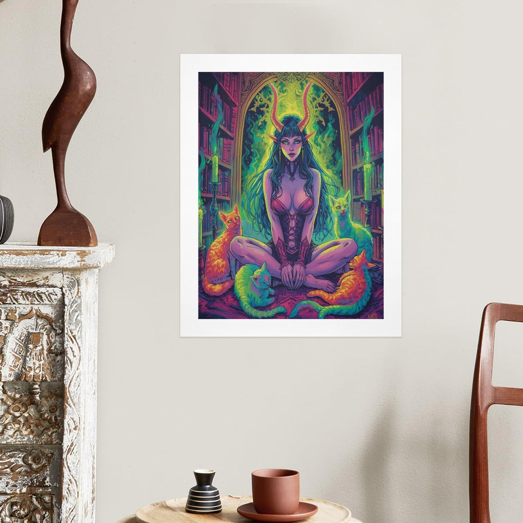 Dark Fantasy Witch Library Art Print 8