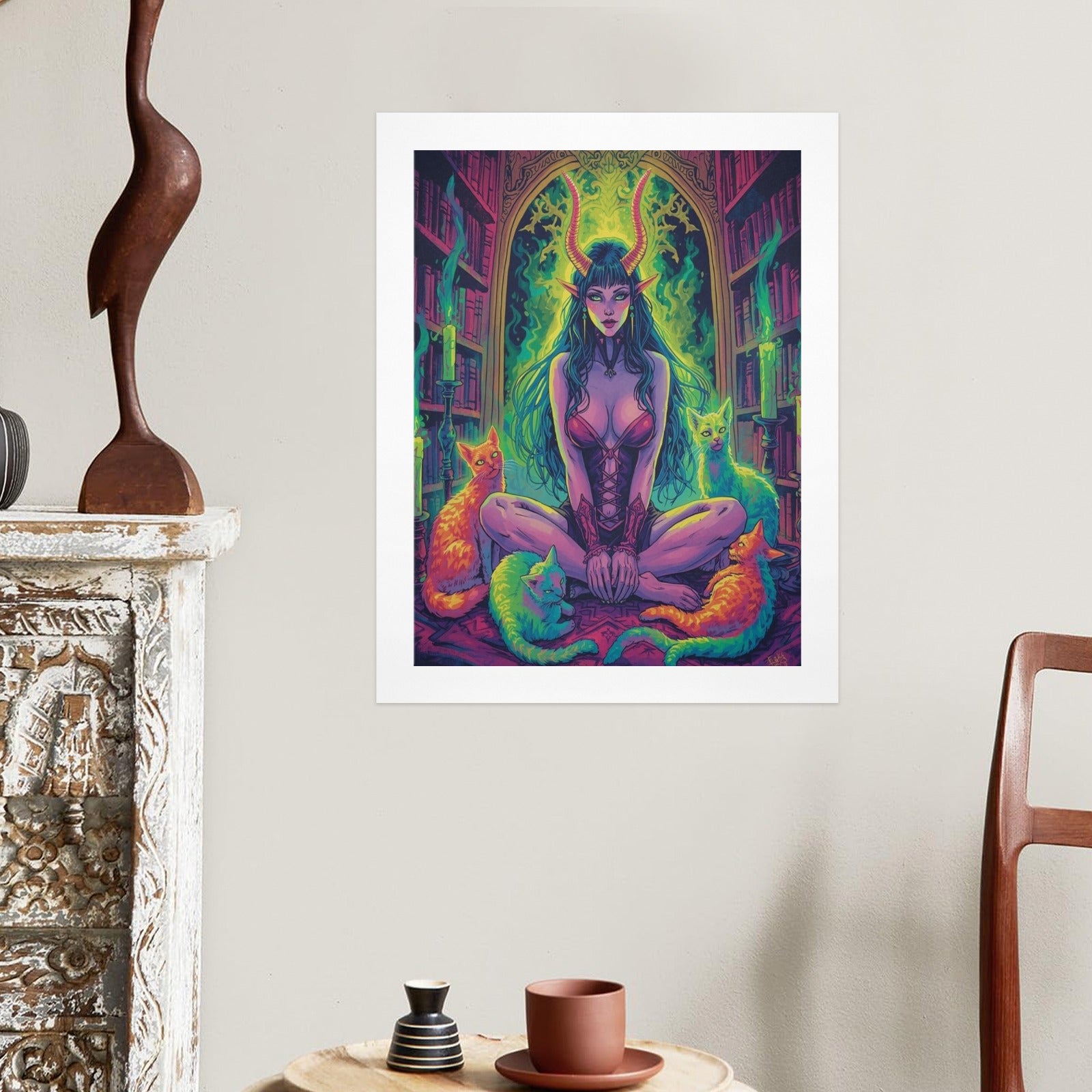 Dark Fantasy Witch Library Art Print 8