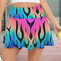 Trippy Gothic Flames Print Pleated Mini Skort