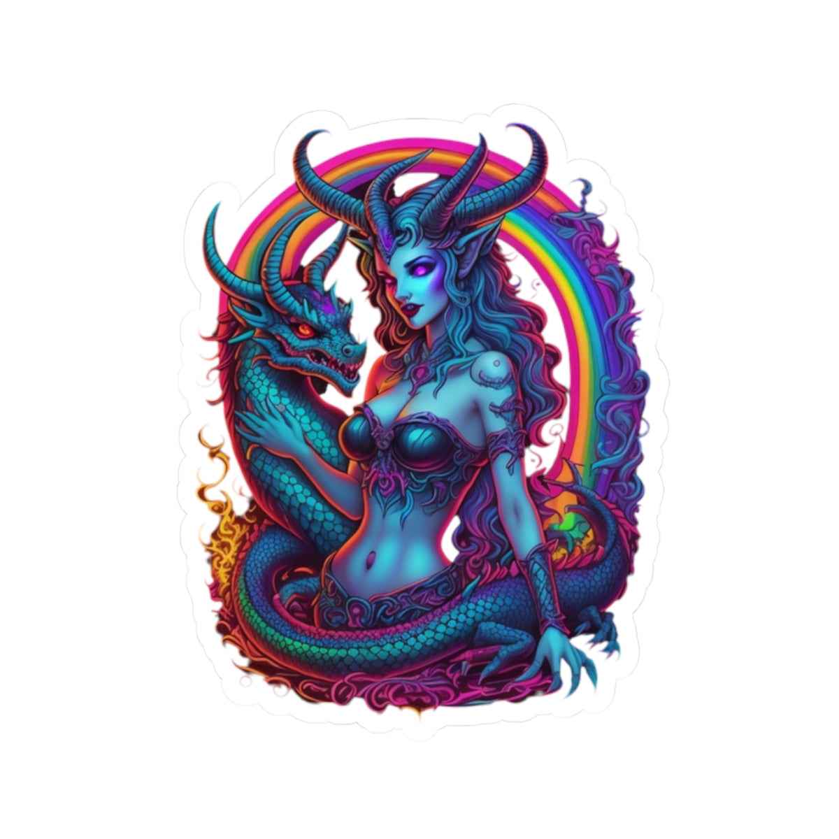 Gothic Stickers, Witchy Occult Rainbow Goddess Lilith Decal, Laptop Accessories, Magical Journal Decoration, Unique Art Supplies, Boho Phone