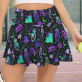 13a14ce466166d8389ebc794df9d62c3Gothic Bird Skull and Potion Witch Print Pleated Mini Skort