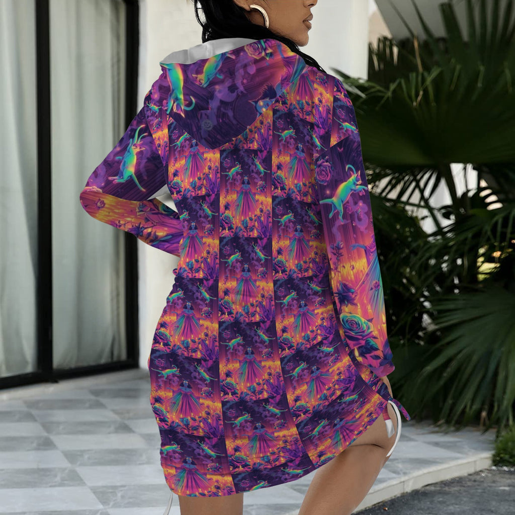 Rainbow Goddess Gothic Style Hoodie Dress 2
