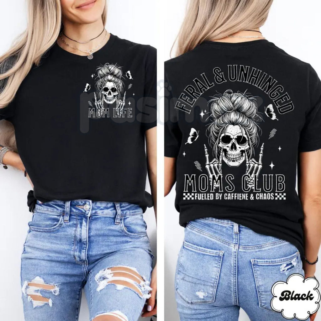 Vintage Skeleton Coffee Mom T-Shirt - Feral and Unhinged Moms Club Grunge Tee, Premium 100% Cotton Gothic Motherhood Shirt, Retro Spooky Aesthetic Mom Gift, Coffee-Obsessed Skeleton Graphic Top, Comfortable Lived-In Mama Streetwear - Night Bloom Digital Empire Studios