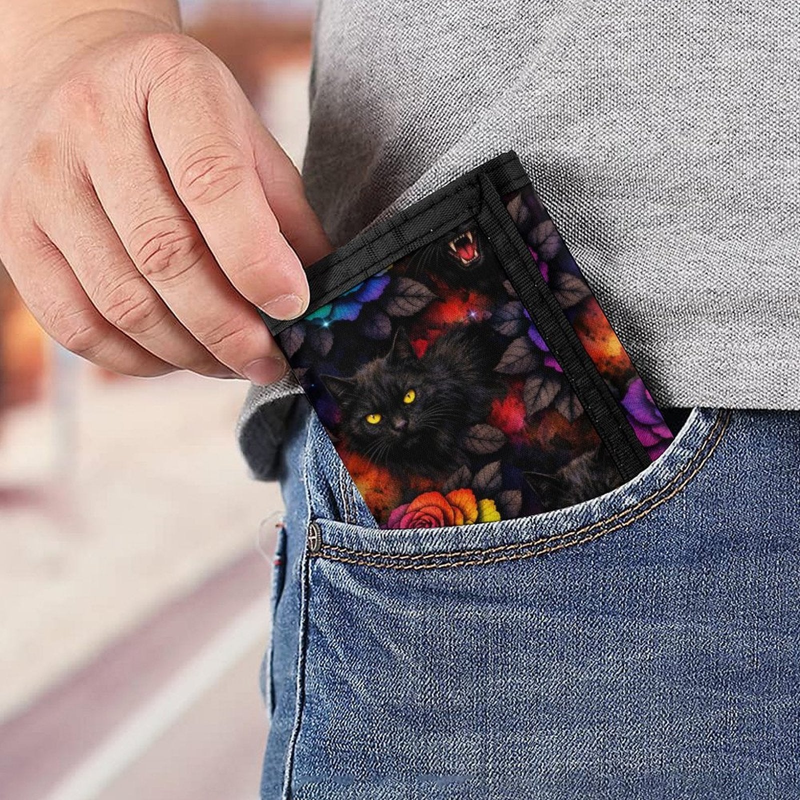 Custom Trifold Nylon Wallet Fabric Card & Coin Holder With Zipper