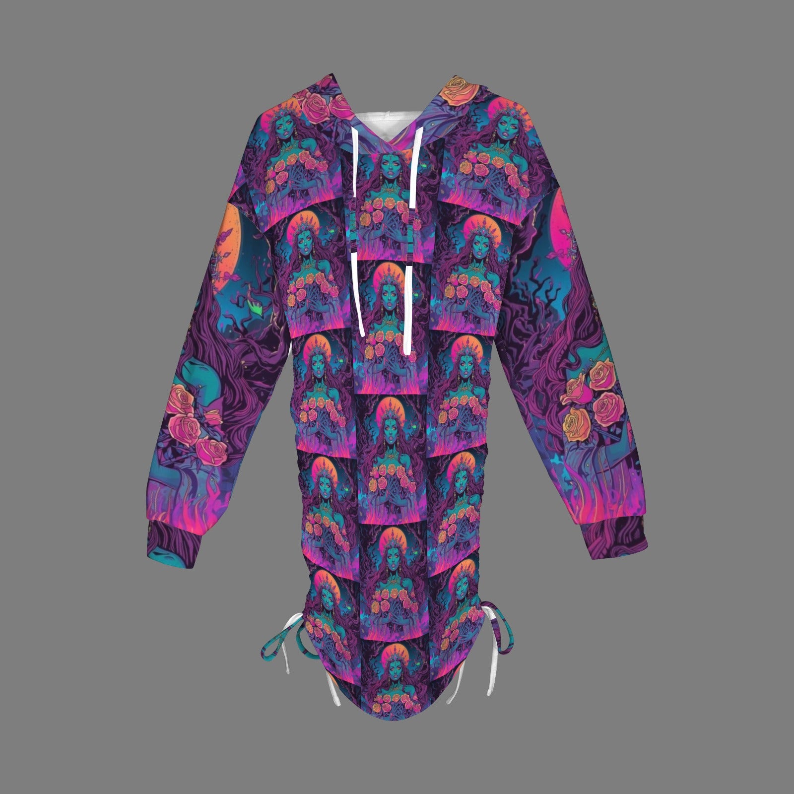Rainbow Goddess Gothic Style Hoodie Dress