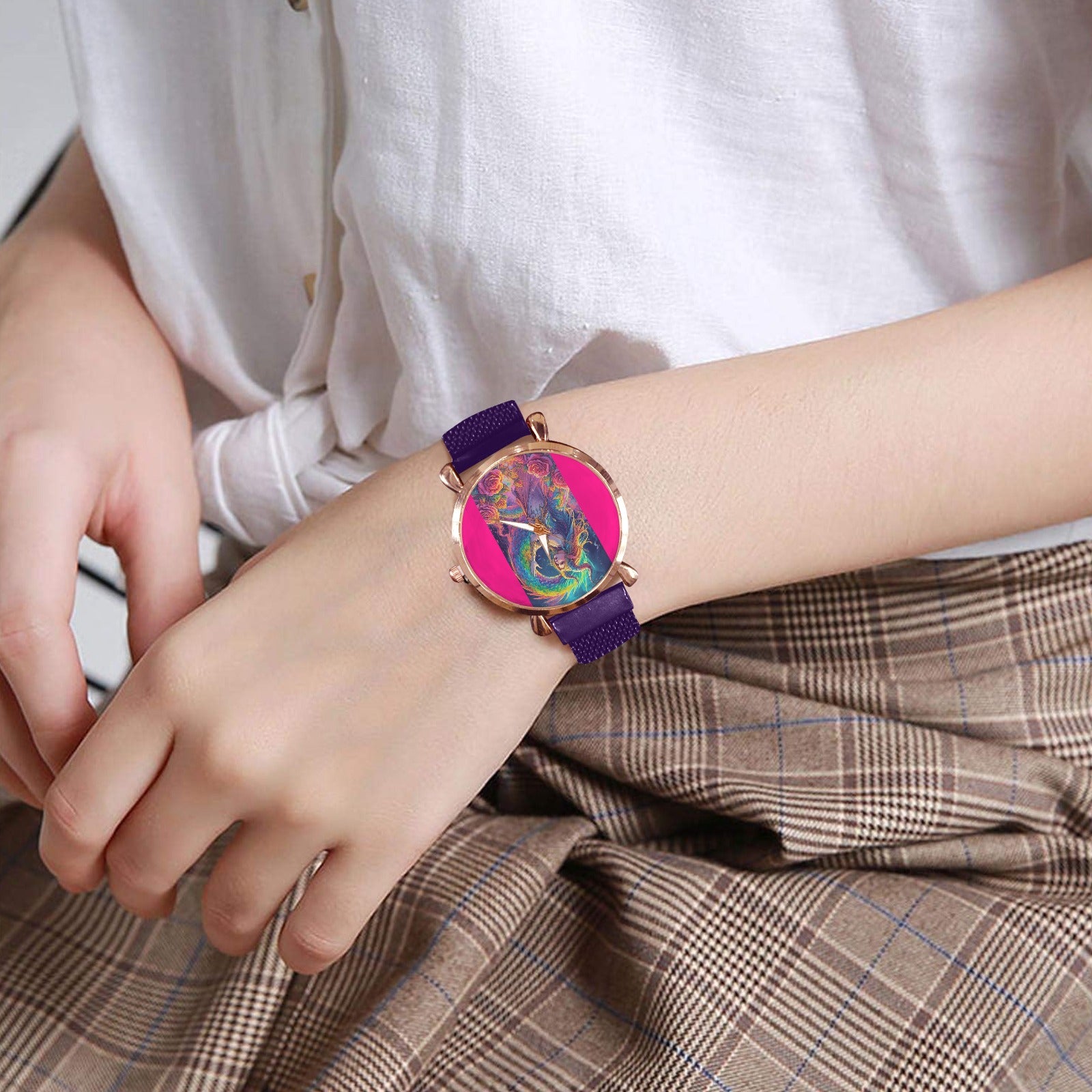 Firey Drsgon Gothic Women's Magneric Strap Watch 2