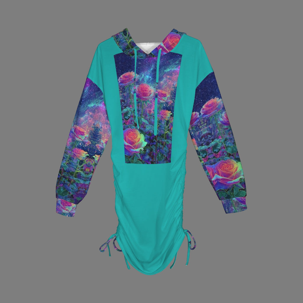 Rainbow Rose Goddess Gothic Style Hoodie Dress 1