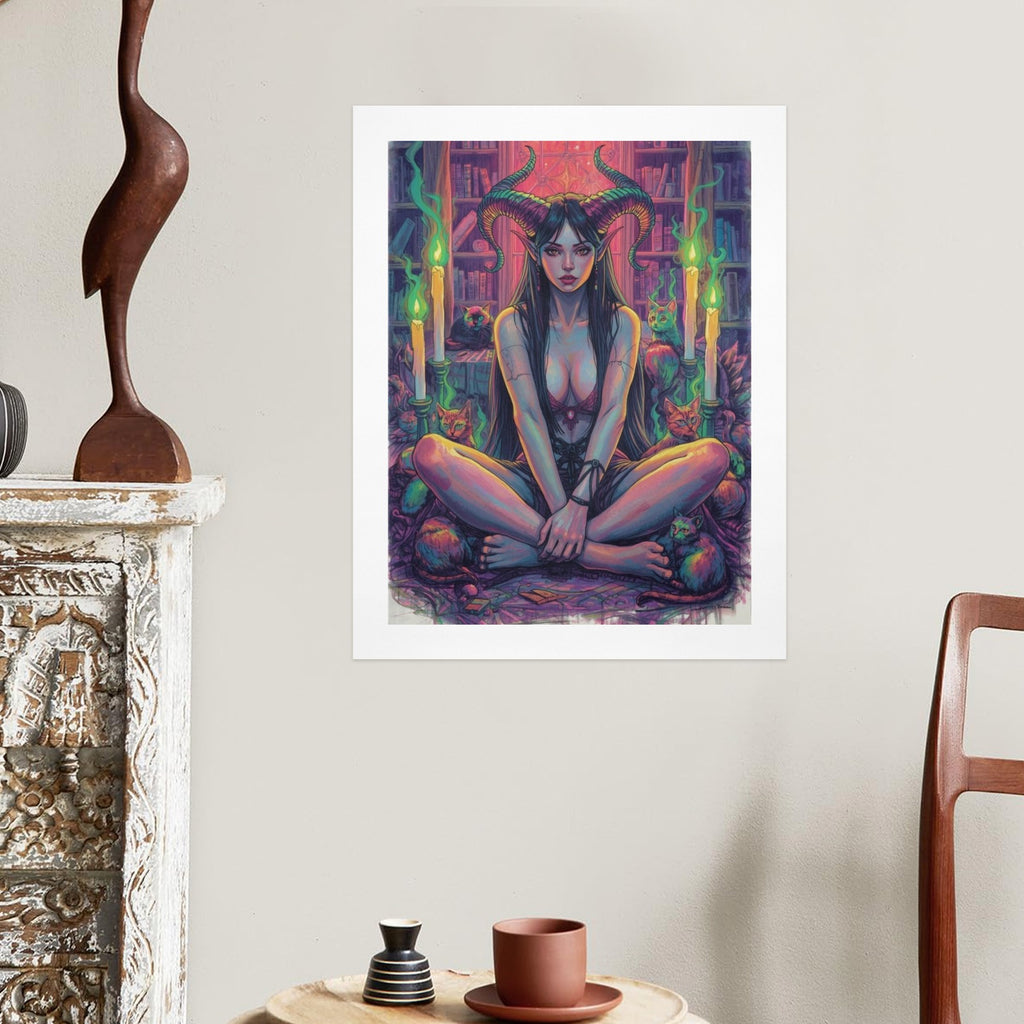 Dark Fantasy Witch Library Art Print 4
