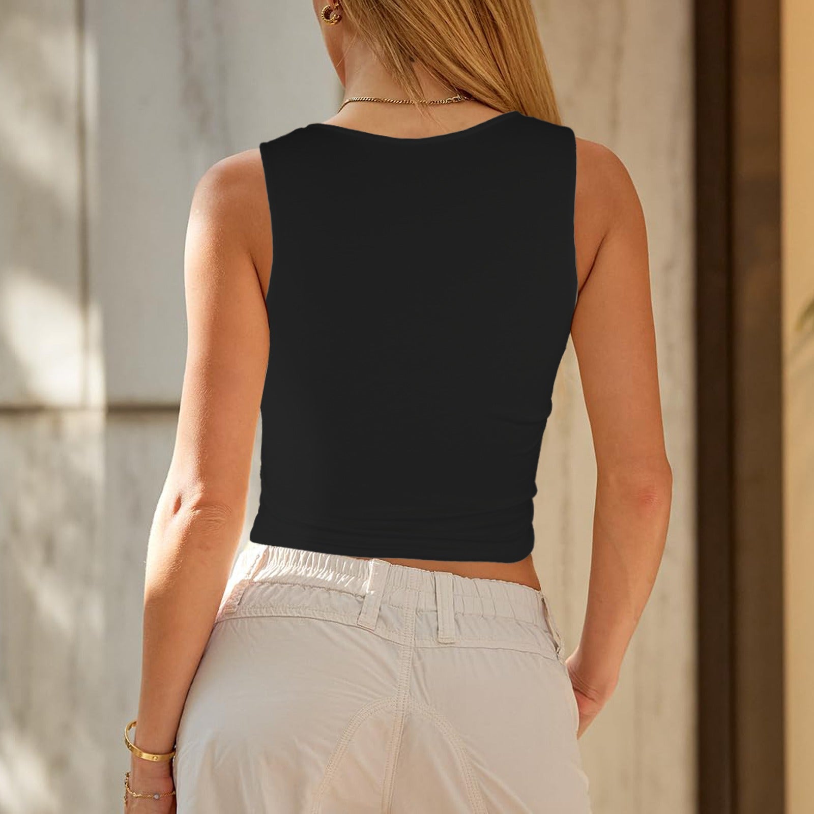 Women's Heart Wings Round Neck Crop Tank Tops - Night Bloom Digital Empire Studios