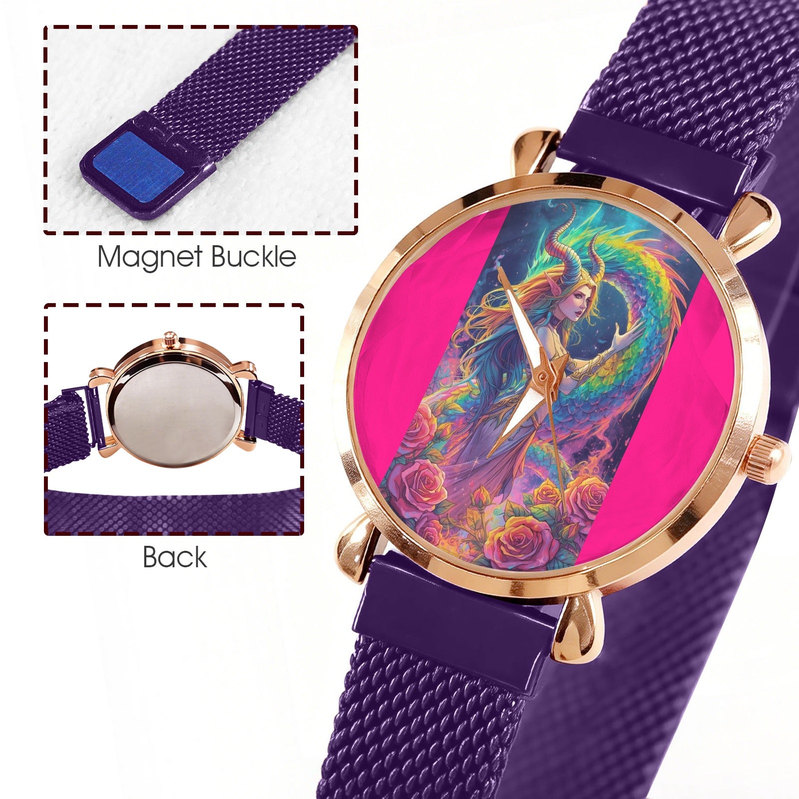 Firey Drsgon Gothic Women's Magneric Strap Watch 2