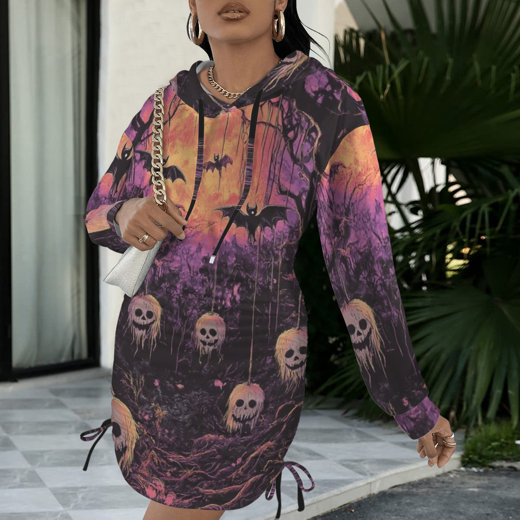 Trippy Graveyard Halloween Gothic Style Hoodie Dress