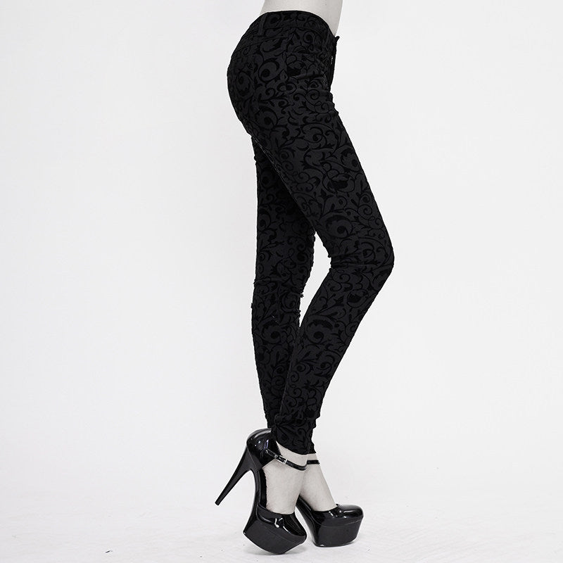 Gothic Womens Leggings With An Asymmetrical Lace-up Design - Night Bloom Digital Empire Studios