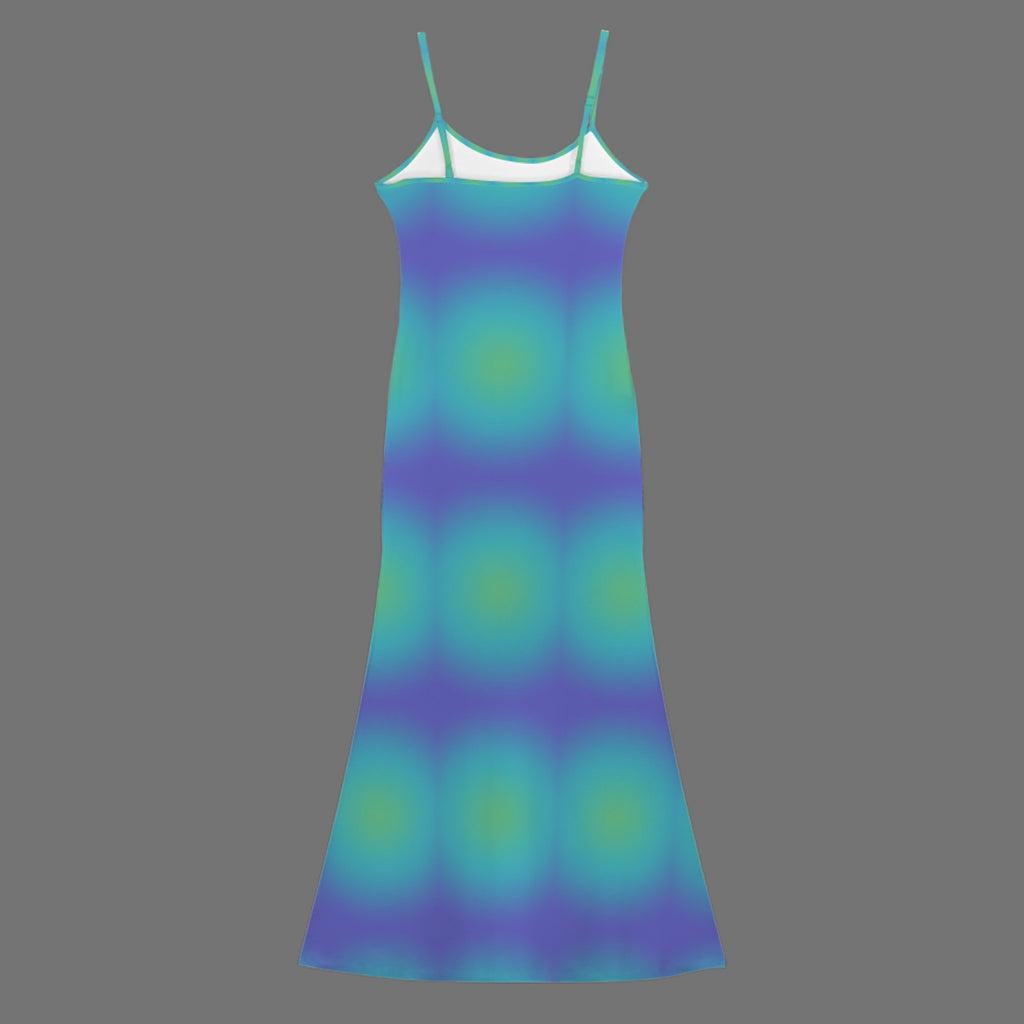 Colorful Trippy neon gradient print long sleevless slip maxi dress