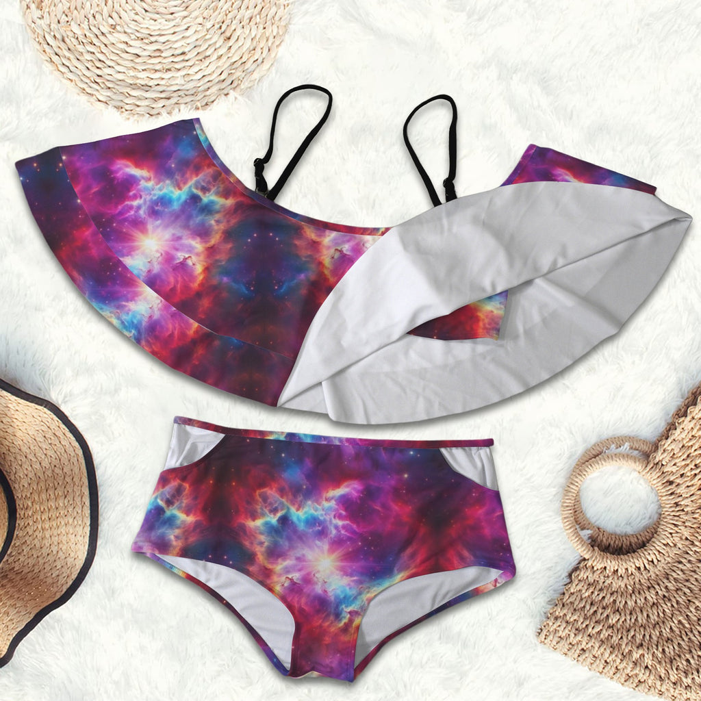 Gothic Galaxy Print 2 peice swim suit set