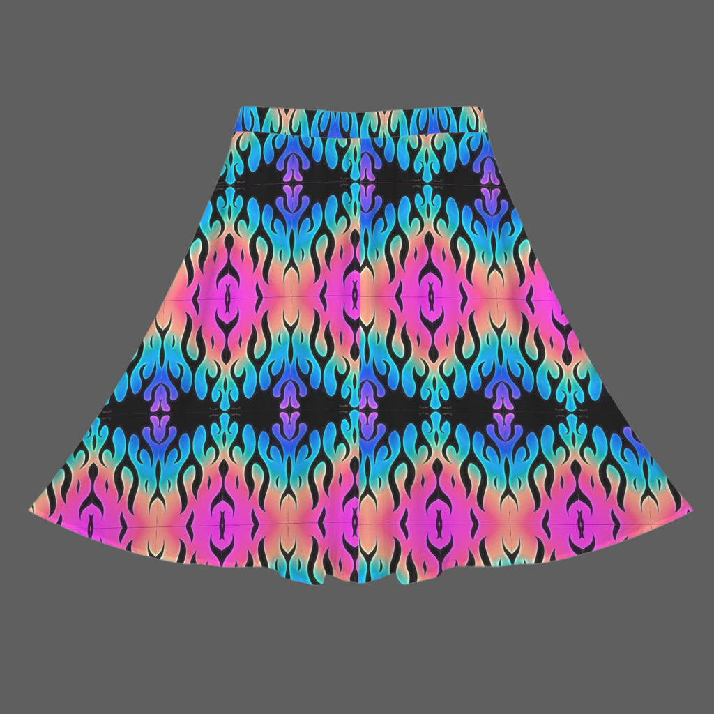 Trippy Gothic Flame Print Cotton Maxi Skirt