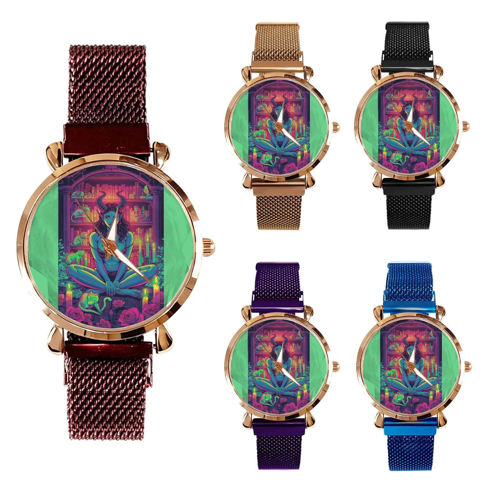 Firey Drsgon Gothic Women's Magneric Strap Watch 4